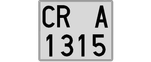 CR1315A matricula cuadrada