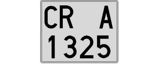 CR1325A matricula cuadrada