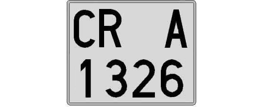 CR1326A matricula cuadrada