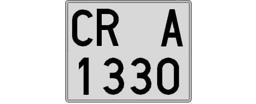 CR1330A matricula cuadrada