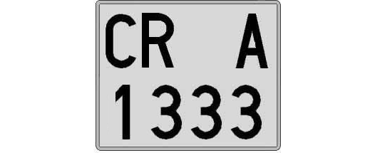 CR1333A matricula cuadrada