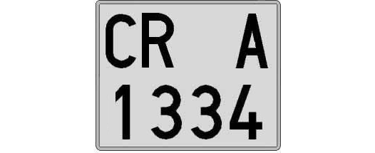 CR1334A matricula cuadrada