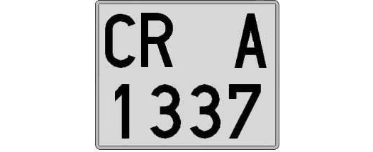 CR1337A matricula cuadrada