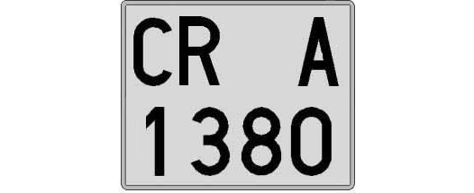 CR1380A matricula cuadrada