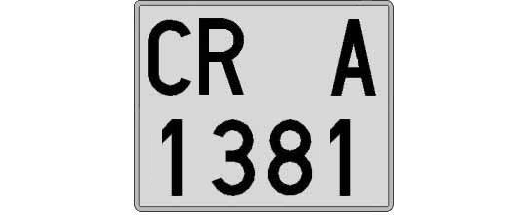 CR1381A matricula cuadrada