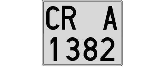 CR1382A matricula cuadrada