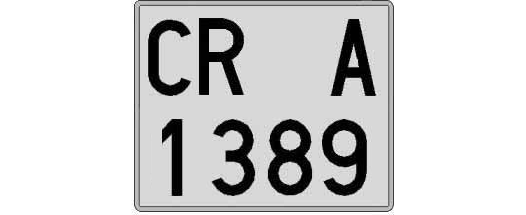 CR1389A matricula cuadrada