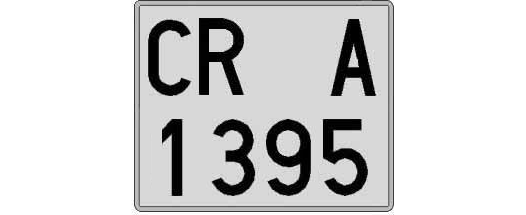 CR1395A matricula cuadrada