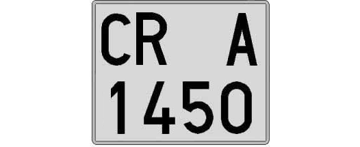 CR1450A matricula cuadrada