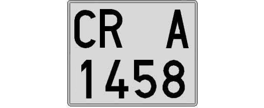 CR1458A matricula cuadrada