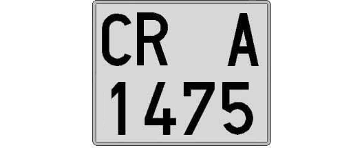 CR1475A matricula cuadrada