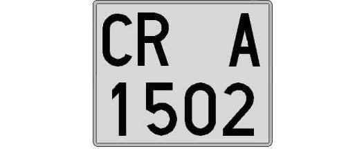 CR1502A matricula cuadrada