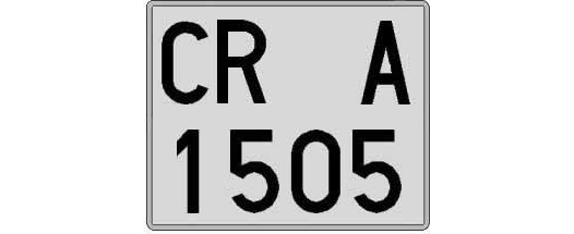 CR1505A matricula cuadrada