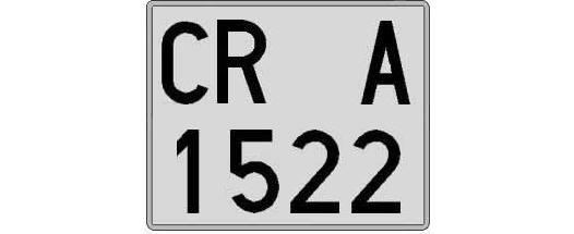 CR1522A matricula cuadrada