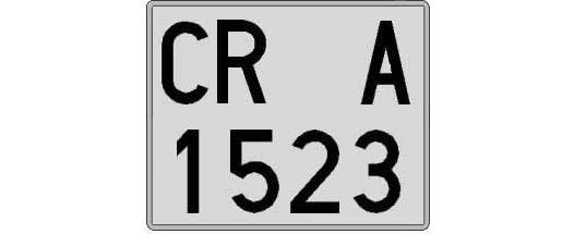 CR1523A matricula cuadrada