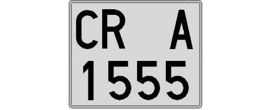 CR1555A matricula cuadrada