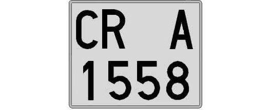 CR1558A matricula cuadrada