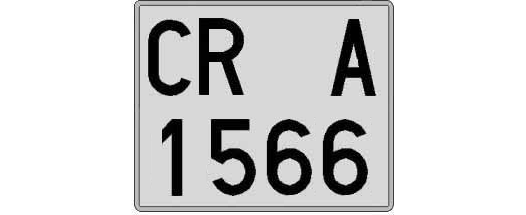 CR1566A matricula cuadrada