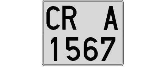 CR1567A matricula cuadrada