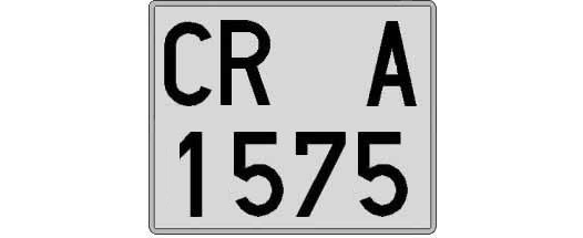 CR1575A matricula cuadrada