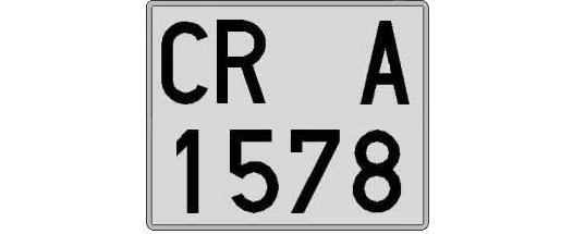 CR1578A matricula cuadrada