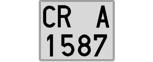 CR1587A matricula cuadrada