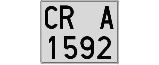 CR1592A matricula cuadrada