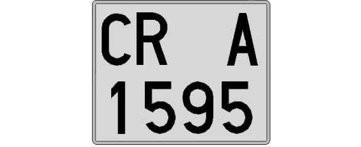 CR1595A matricula cuadrada