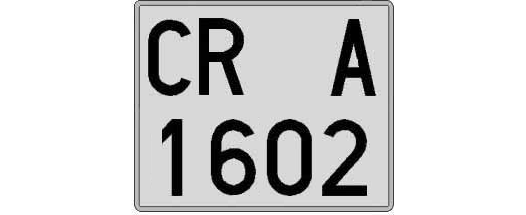 CR1602A matricula cuadrada
