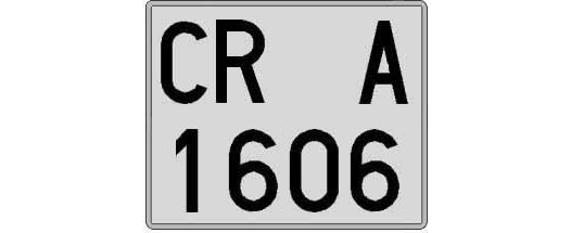 CR1606A matricula cuadrada