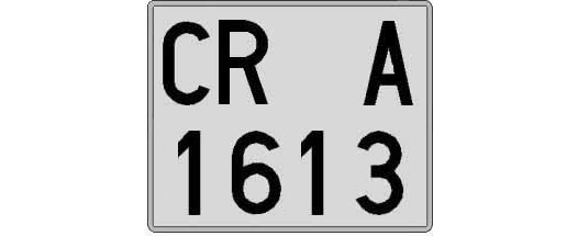 CR1613A matricula cuadrada