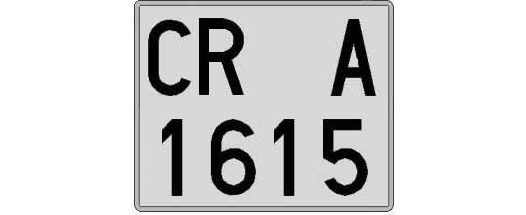CR1615A matricula cuadrada