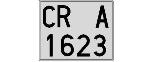 CR1623A matricula cuadrada