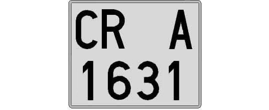 CR1631A matricula cuadrada