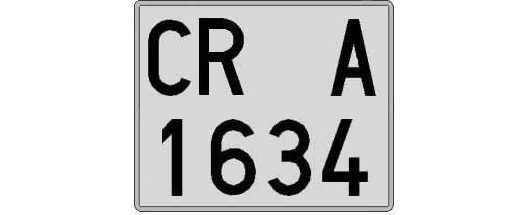 CR1634A matricula cuadrada
