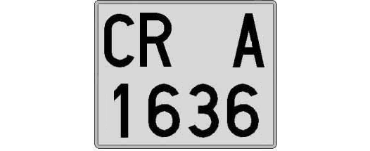 CR1636A matricula cuadrada