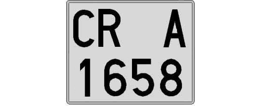 CR1658A matricula cuadrada