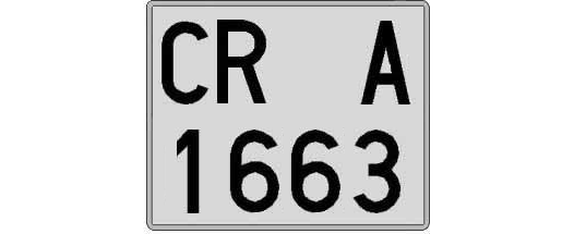 CR1663A matricula cuadrada
