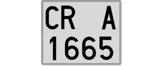 CR1665A matricula cuadrada