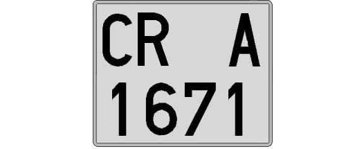CR1671A matricula cuadrada