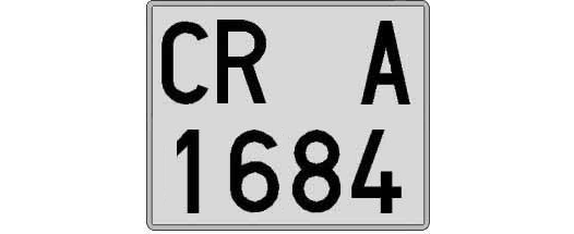 CR1684A matricula cuadrada