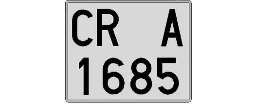 CR1685A matricula cuadrada