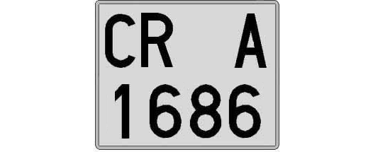 CR1686A matricula cuadrada