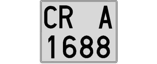 CR1688A matricula cuadrada