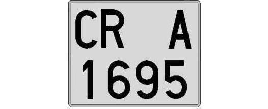 CR1695A matricula cuadrada