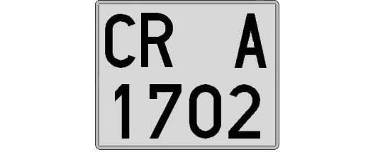 CR1702A matricula cuadrada