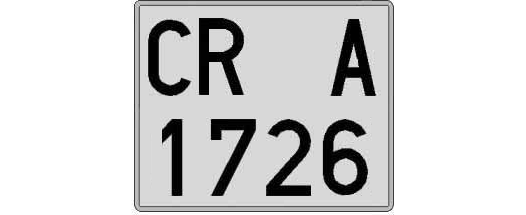 CR1726A matricula cuadrada