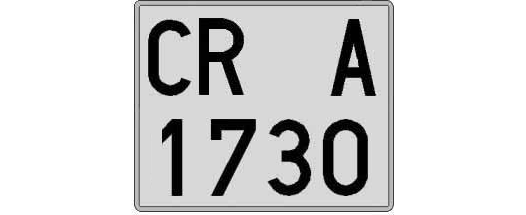 CR1730A matricula cuadrada