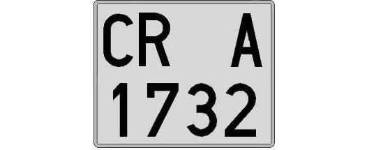 CR1732A matricula cuadrada