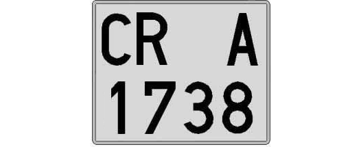 CR1738A matricula cuadrada